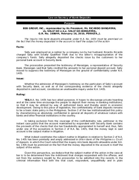 Secrecy of Bank Deposits Law.
